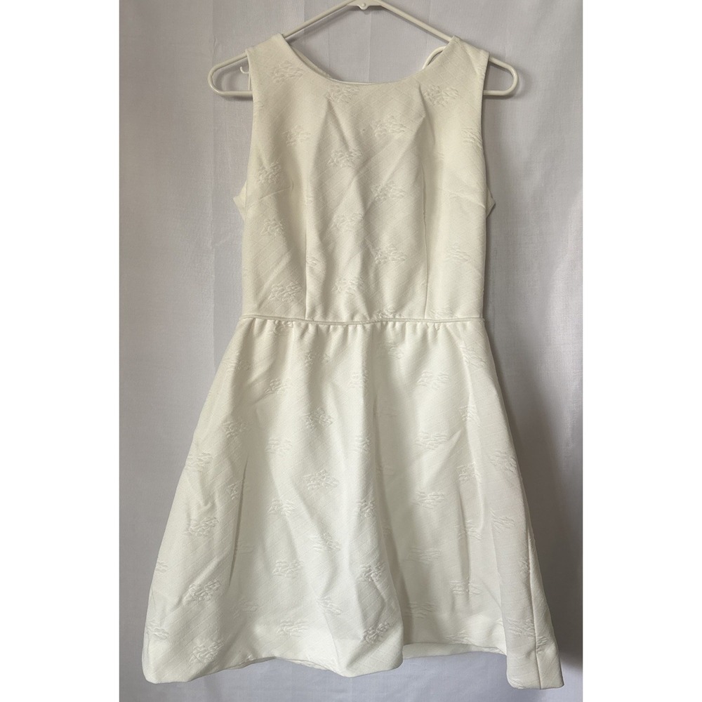Vtg Vicky Vaughn Jr Sleeveless Textured Knit Tie Back MIDI Dress Size S White‎